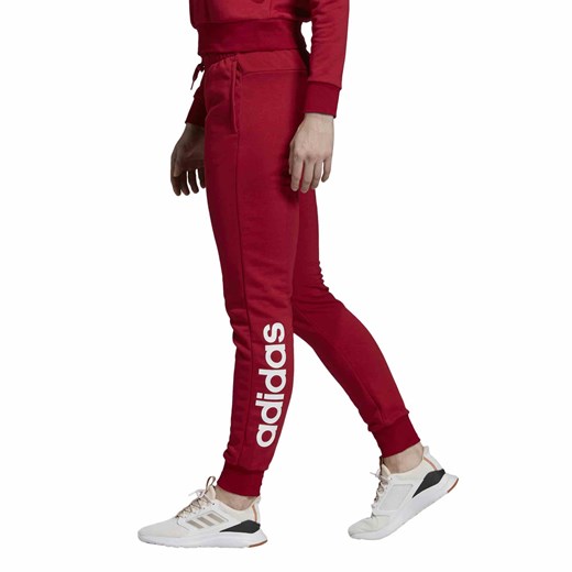 Spodnie damskie czerwone Adidas z bawełny sportowe 