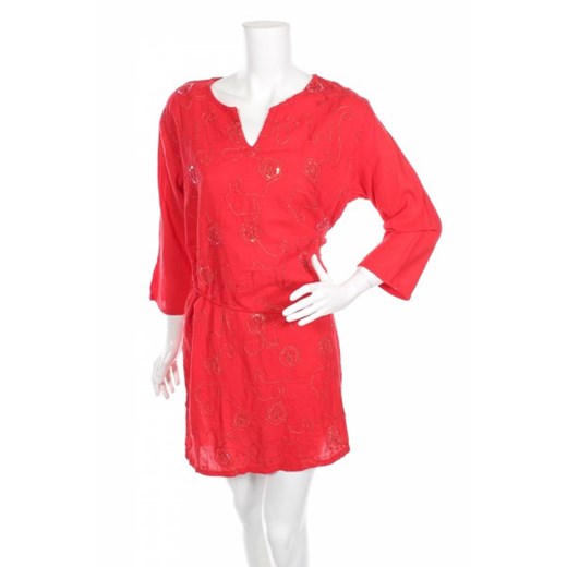 Sukienka Donna Io z dekoltem w serek z aplikacjami  z długimi rękawami 