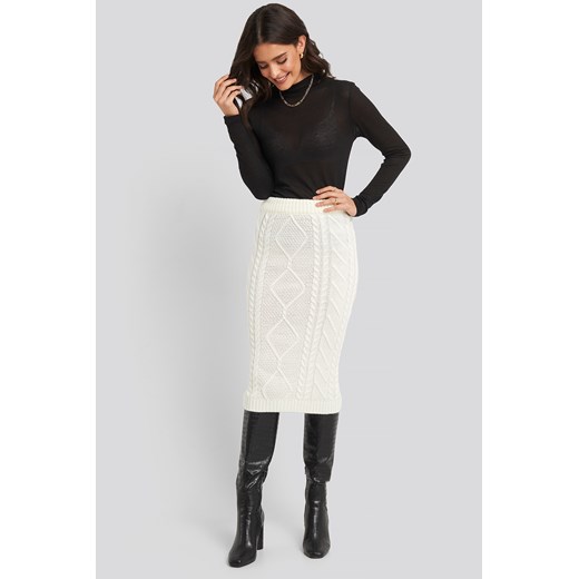 Trendyol Knit Detail Midi Skirt - White Trendyol  S NA-KD