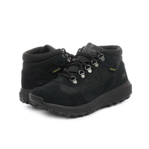Skechers buty trekkingowe damskie czarne na zimę wiązane sportowe płaskie bez wzorów 