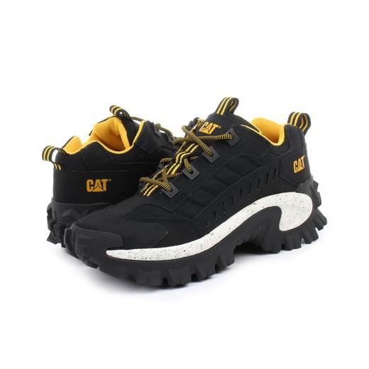 Czarne buty trekkingowe damskie Caterpillar sznurowane sportowe na zimę bez wzorów 