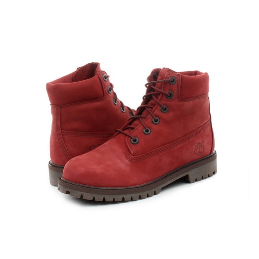 Buty zimowe dziecięce czerwone Timberland sznurowane gładkie 