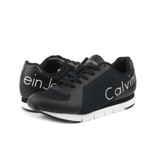 Czarne buty sportowe męskie Calvin Klein z tworzywa sztucznego sznurowane 