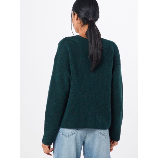 Sweter damski Drykorn zielony z okrągłym dekoltem bez wzorów 