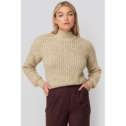 NA-KD Multi Color Wide Rib Knitted Sweater - Beige NA-KD  XL 