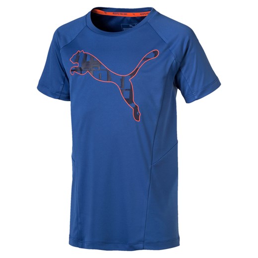 T-shirt chłopięce Puma na lato niebieski z krótkim rękawem 