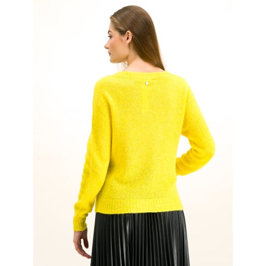 Sweter damski My Twin żółty z okrągłym dekoltem zimowy 