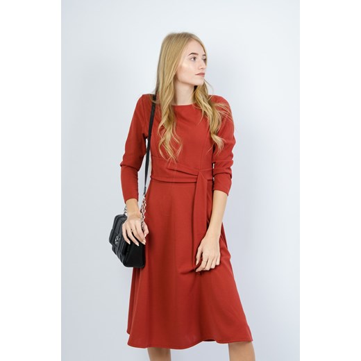 Olika sukienka czerwona z długim rękawem gładka 