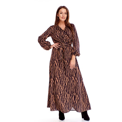Sukienka Ptakmoda.com wielokolorowa na spacer maxi z dekoltem v w stylu boho
