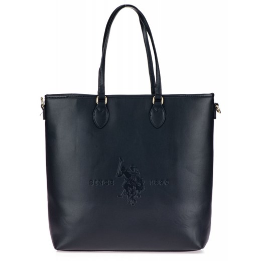 Shopper bag U.S Polo Assn. do ręki czarna elegancka bez dodatków 