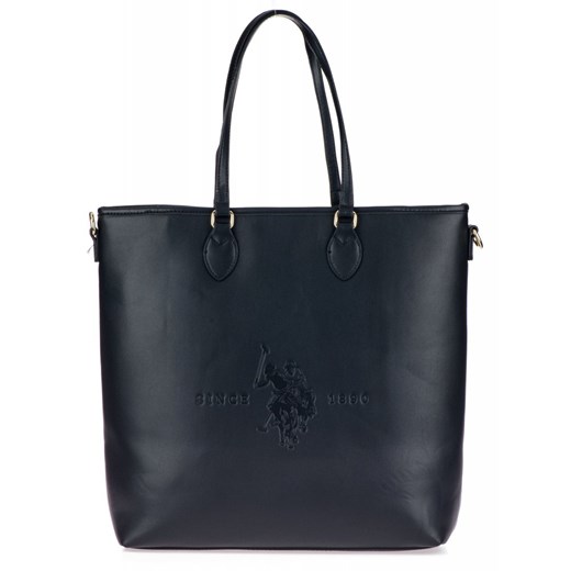 Shopper bag U.S Polo Assn. do ręki czarna elegancka bez dodatków
