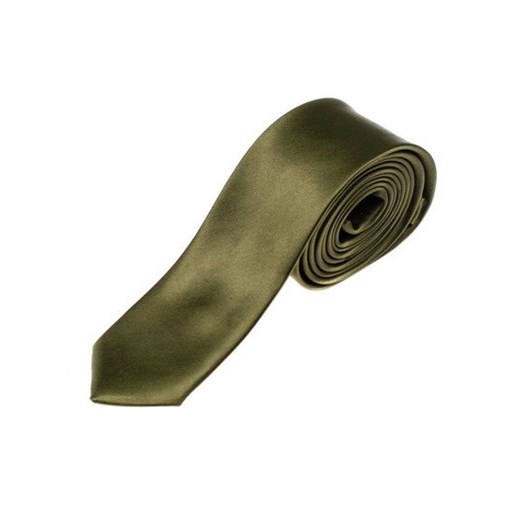Elegancki krawat męski ciemnozielony wąski Denley K001