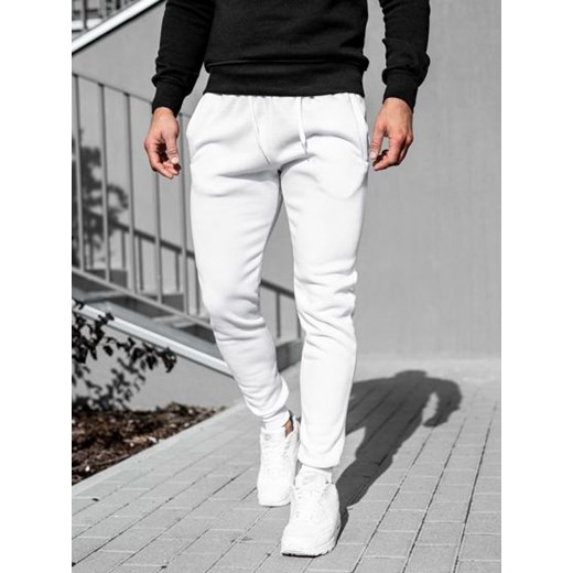 Białe spodnie męskie Denley casualowe 