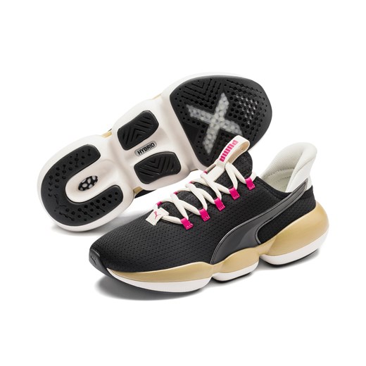 Buty sportowe damskie Puma w stylu casual w młodzieżowym czarne sznurowane bez wzorów płaskie