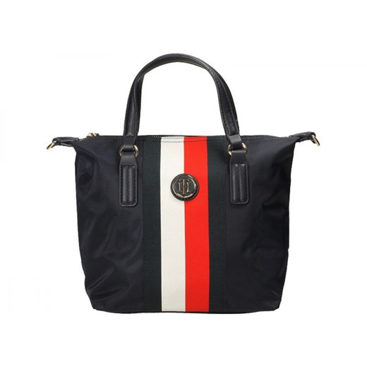 Shopper bag Tommy Hilfiger na ramię matowa ze skóry ekologicznej 