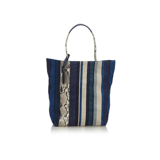 Yves Saint Laurent Vintage shopper bag duża niebieska na ramię 