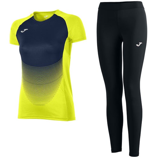 Zestaw do biegania koszulka Elite VI + legginsy Record III Joma (black/navy/yellow)  Joma S SPORT-SHOP.pl promocja 