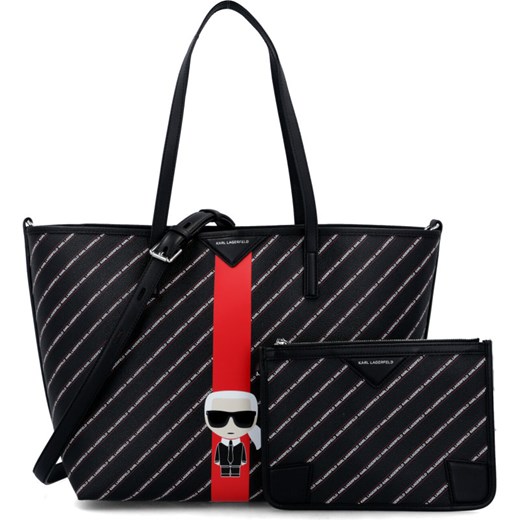 Shopper bag Karl Lagerfeld bez dodatków na ramię skórzana 