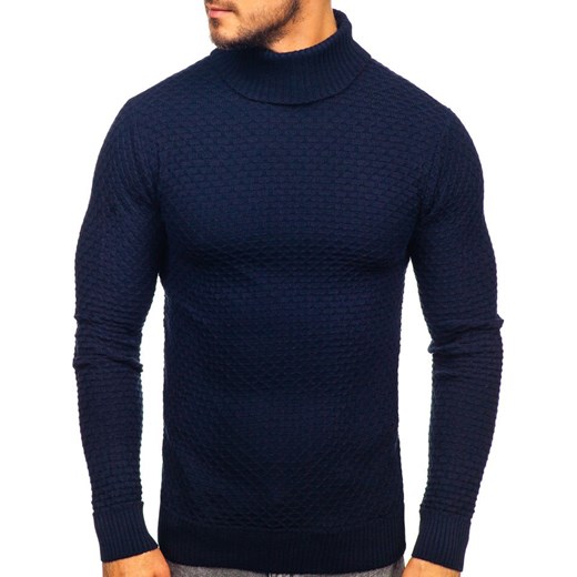 Sweter męski niebieski Denley bez wzorów 