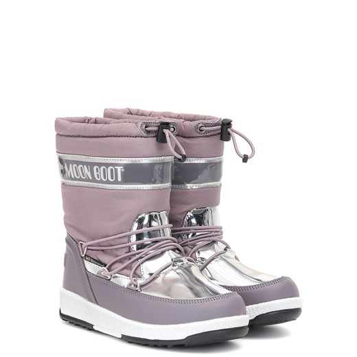 Buty zimowe dziecięce Moon Boot różowe sznurowane śniegowce bez wzorów 