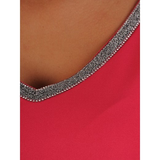 Sukienka Modbis maxi na wesele czerwona z krótkim rękawem elegancka asymetryczna na bal 