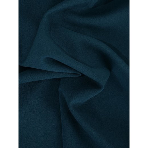 Sukienka Modbis niebieska midi w serek na sylwestra z długim rękawem kopertowa 
