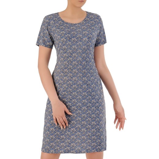 Sukienka z krótkimi rękawami w abstrakcyjnym wzorze na spacer mini z okrągłym dekoltem 