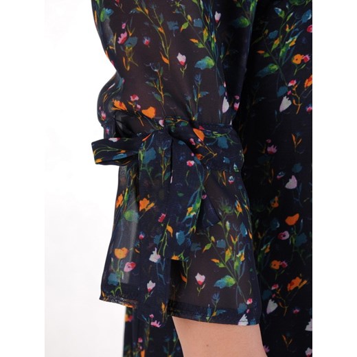 Sukienka Modbis maxi w abstrakcyjnym wzorze na co dzień z długim rękawem casualowa 