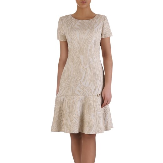 Sukienka na wesele Waleria, elegancka kreacja z żakardowej tkaniny.