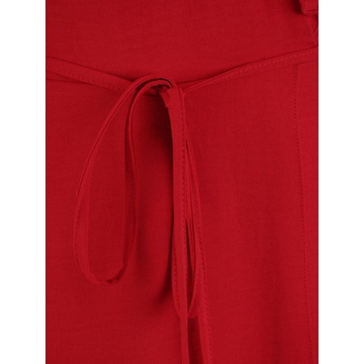 Modbis sukienka z tkaniny w serek na randkę czerwona z krótkimi rękawami 