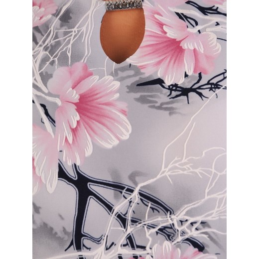 Sukienka Modbis wielokolorowa rozkloszowana w kwiaty z szyfonu na urodziny 
