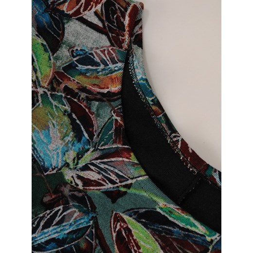 Sukienka Modbis prosta midi w abstrakcyjnym wzorze na spacer z długimi rękawami 