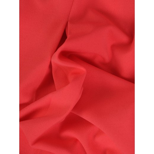 Sukienka Modbis czerwona z paskami z krótkimi rękawami trapezowa midi z dekoltem w łódkę 