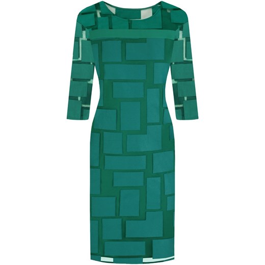 Zielona sukienka z atrakcyjnym, geometrycznym motywem Terezia.
