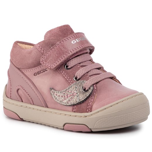 Buty zimowe dziecięce różowe Geox trzewiki bez wzorów 
