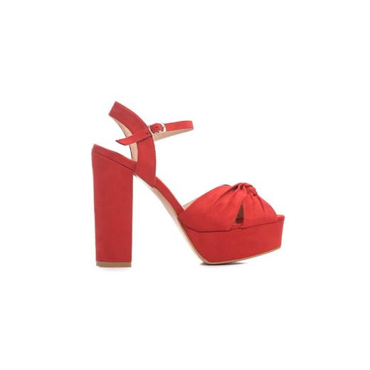 Renee sandały damskie czerwone eleganckie z klamrą 