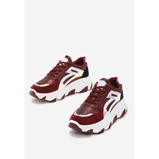 Sneakersy damskie Renee czerwone bez wzorów wiosenne na platformie 
