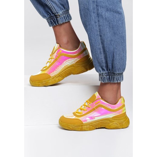 Buty sportowe damskie Renee sneakersy bez wzorów sznurowane 