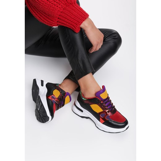 Sneakersy damskie Renee na jesień na platformie w abstrakcyjnym wzorze wiązane 