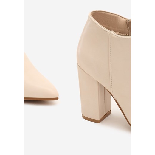 Botki Renee beżowe z zamkiem bez wzorów eleganckie 