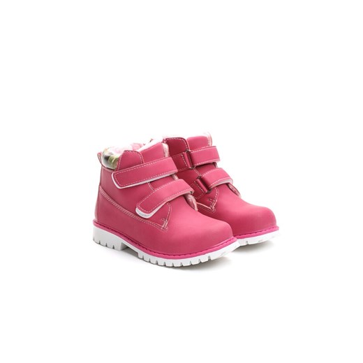 Buty zimowe dziecięce Born2be różowe na rzepy trapery 