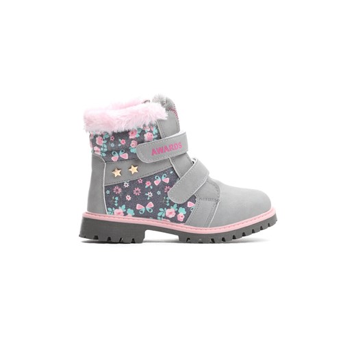 Buty zimowe dziecięce Born2be ze skóry ekologicznej w kwiaty 