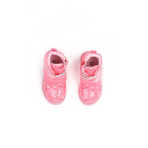 Buty zimowe dziecięce Born2be na rzepy różowe trapery 