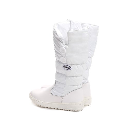 Białe buty zimowe dziecięce Born2be na zimę śniegowce bez zapięcia bez wzorów 