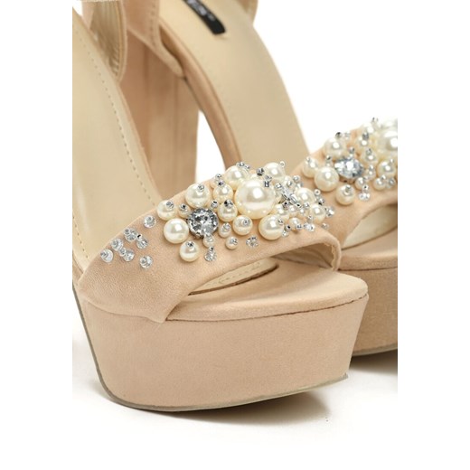 Beżowe Sandały Pearls Design