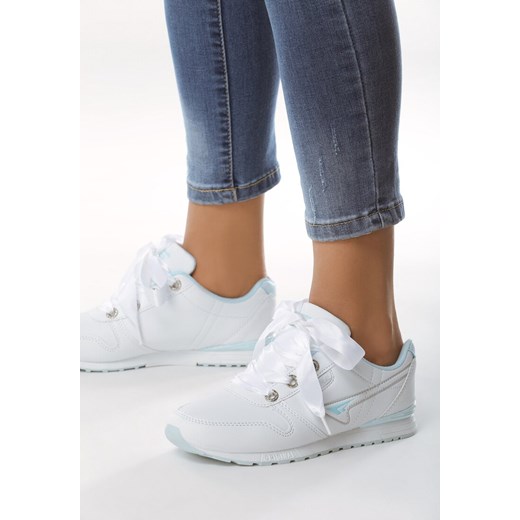 Buty sportowe damskie Born2be ze skóry ekologicznej białe płaskie 