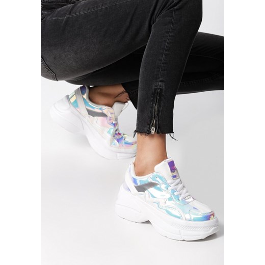 Sneakersy damskie Born2be bez wzorów sznurowane na platformie 