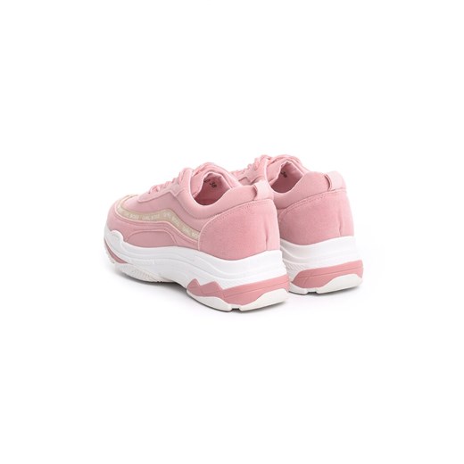 Born2be sneakersy damskie na koturnie różowe bez wzorów sportowe 