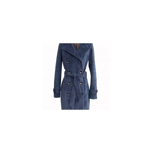 Płaszcz Marisol trench trendsetterka-com niebieski dwurzędowy