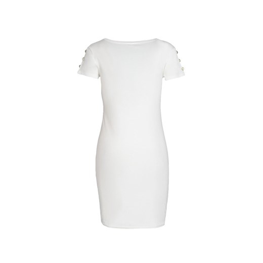 Born2be sukienka biała z krótkim rękawem dopasowana mini bez wzorów na co dzień 